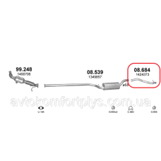 Вихлопна труба Ford C-Max 1.8 TDCi турбодизель 2003 - 2007 рр