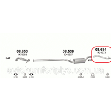 Вихлопна труба Ford C-Max 1.6 TDCi турбодизель 2007 - 2010 рр