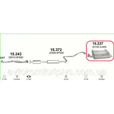Глушник (вихлопна система) NISSAN PRIMERA 1.6 i 16V (1597 см3) P11E (99-02рр.) (седан/хетчбек) (QG16DE)