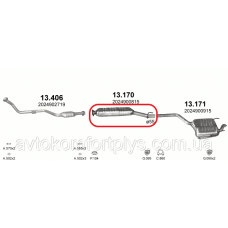 Резонатор Mercedes C220 202 кузов 2.2 дизель 1993 - 1998 рр