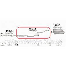 Резонатор Ниссан Примера 1.6i 16V 1999 - 2002 рр Полмостров