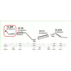 Приймальна труба Mercedes 207 D 2.3 дизель / 2.4 дизель 1985 - 1989 рр.