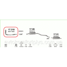 Труба приймальна (колекторна) OPEL ASTRA F 1.7 d (дизель) (91-95гг) (Астра Ф) універсал (17DR) (з