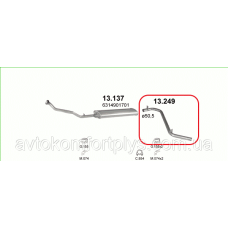 Вихлопна труба Mercedes MB100 коротка база 2450мм 2.4 дизель 1988 - 1995 рр.