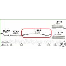 Вихлопна труба довга Peugeot 206 1.1 2000 - 2013 рр