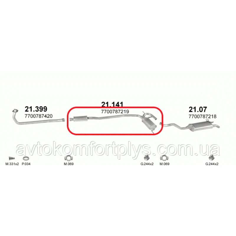 Резонатор (вихлопна система) RENAULT R19 1.4 (1390см3) 88-96г хетчбек