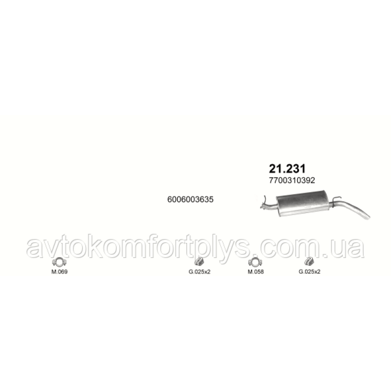 Глушник (вихлопна система) RENAULT EXPRESS 1.2