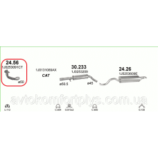 Труба приймальна (колекторна) з гофрою SKODA OCTAVIA 1.6 (96-04гг) (Шкода Октавія)