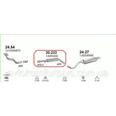 Резонатор Сеат Толедо 1.6i 16V 1998 - 2006 рр Полмостров