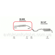 Резонатор Volkswagen Polo 1.4i 16V 1999 - 2001 рр Полмостров