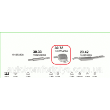 Резонатор (вихлопна система) SEAT TOLEDO 1.8i GT 16V (1781 см3) (91-94рр) (Толедо) (KR/PL)