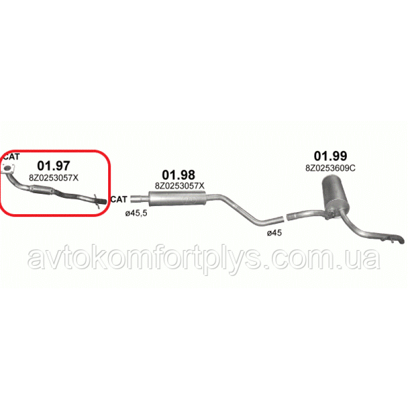 Приймальна труба Audi A2 1.4 16V 2000 - 2005 рр Полмостров