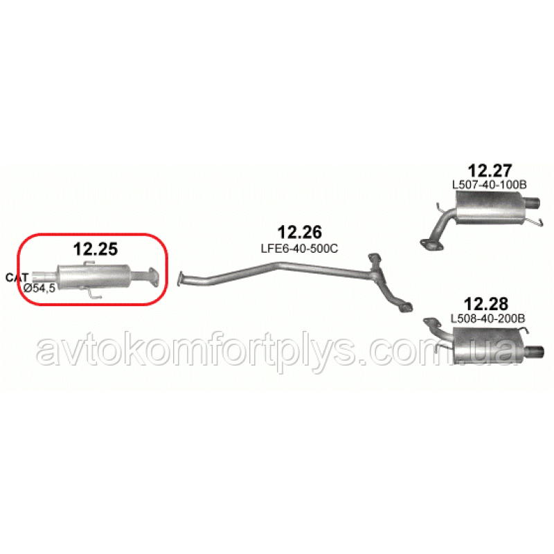 Резонатор Мазда 6 2.5і 2007 - 2012 рр. Полмостров