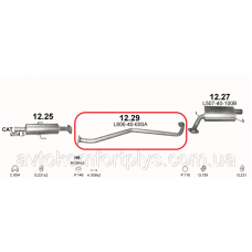 Вихлопна труба Mazda 6 1.8i 2007 — 2012 рр. Полмостров